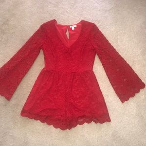 Red Lacy Romper